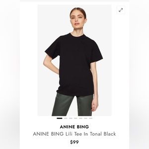 ANINE BING Lili Tee In Tonal Black Size S